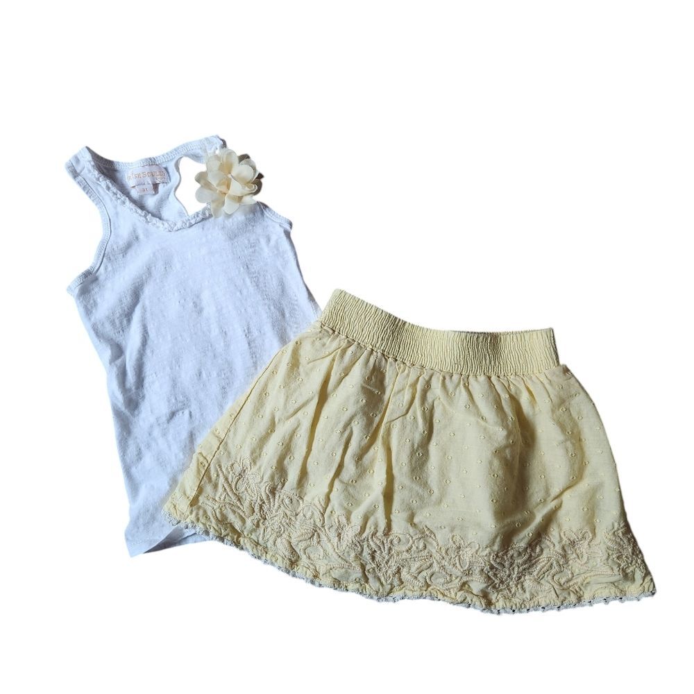 Trish Scully 2-piece Set White Racerback Tank and Yellow Skirt Size 3T